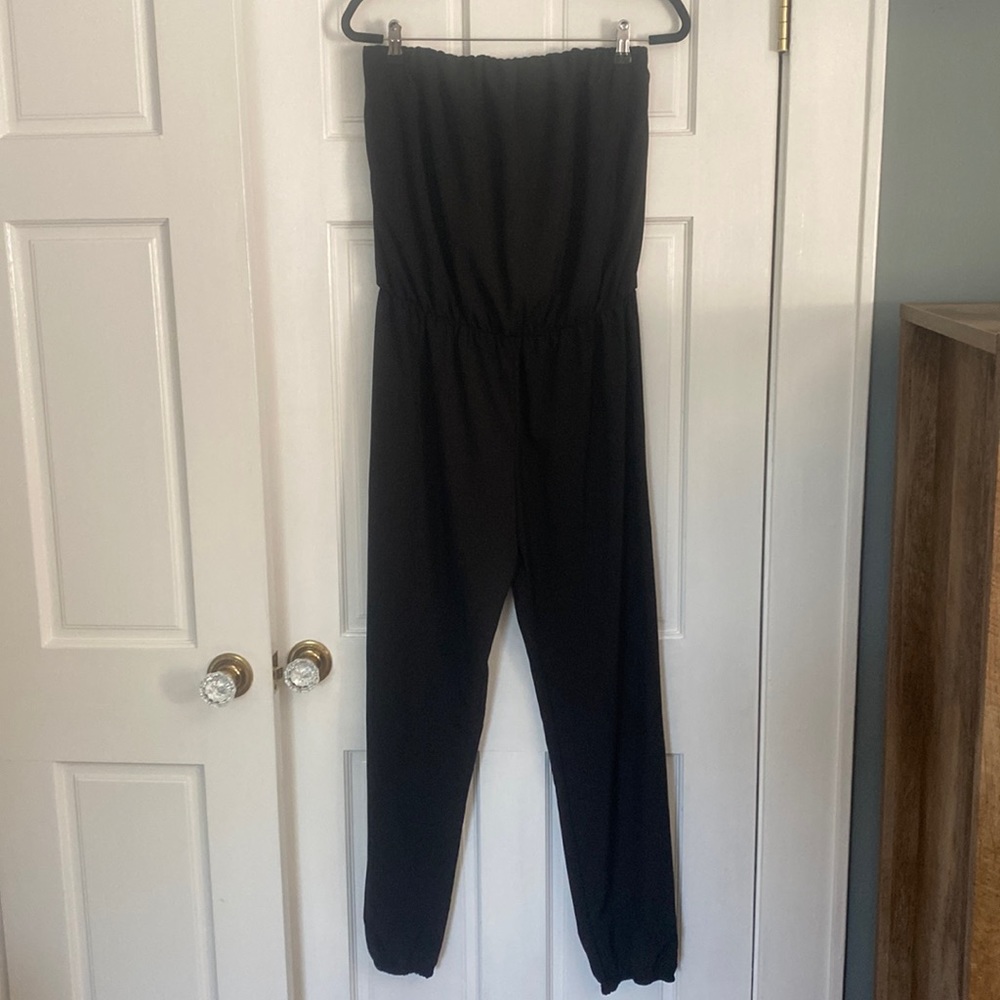 Strapless black jumpsuit